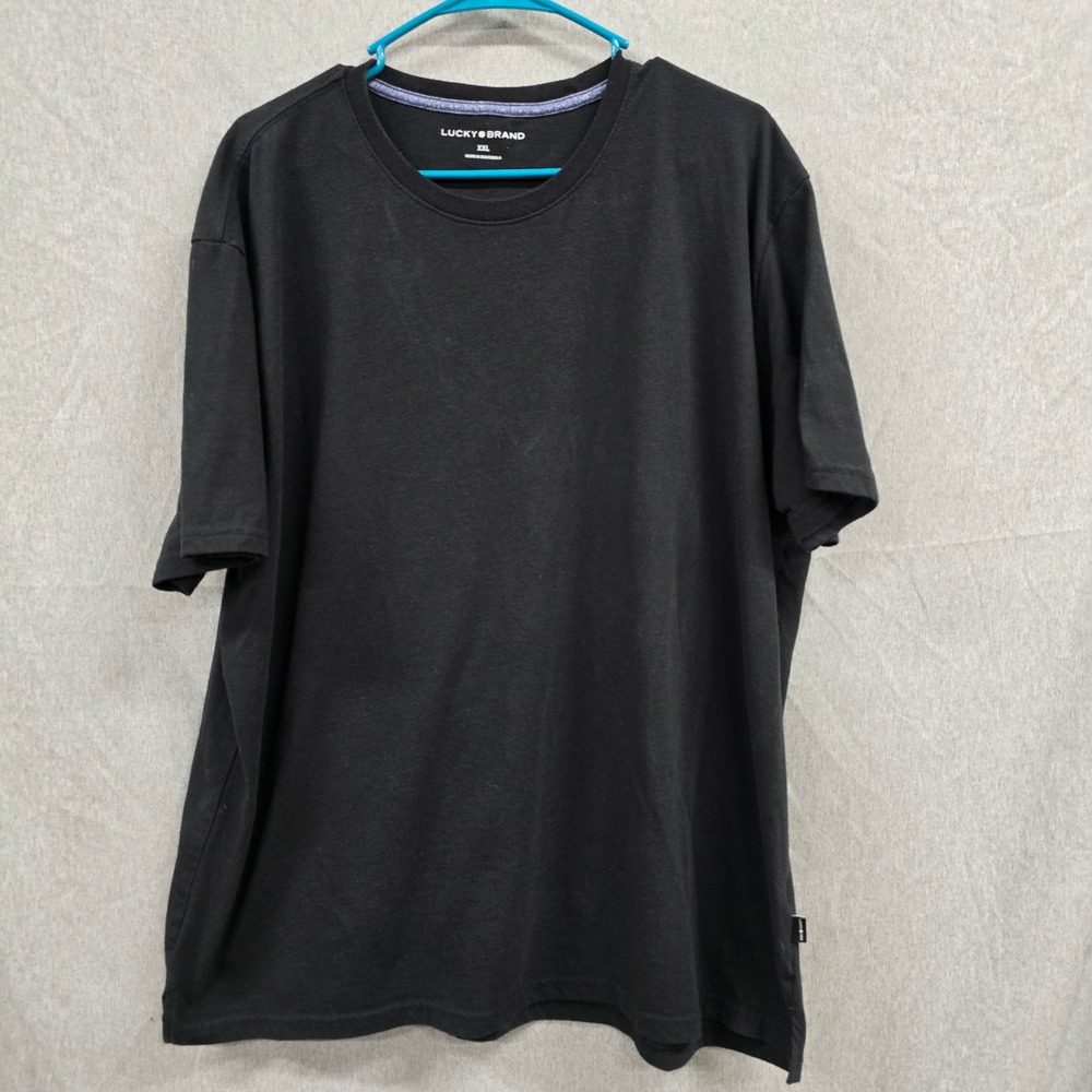 Lucky Brand Mens XXL Black Short Sleeve Crewneck T-Shirt Solid Basic Tee